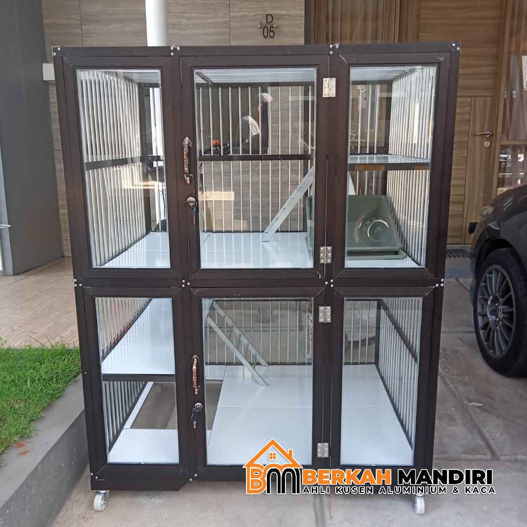 Tukang buat kandang kucing kaca aluminium modern Cikarang