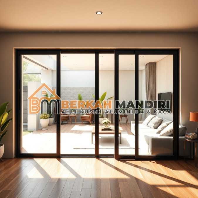 Jasa pasang kusen aluminium Jatiasih Bekasi pintu sliding 4 daun lebar