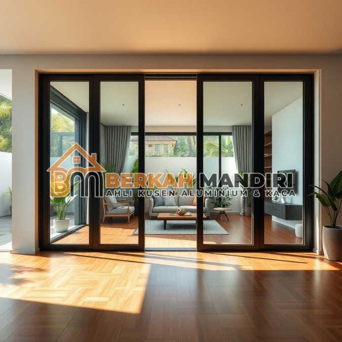 Jasa pasang kusen aluminium Jatiasih Bekasi pintu sliding 4 daun lebar