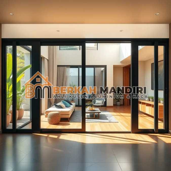Jasa pasang kusen aluminium Jatiasih Bekasi pintu sliding 4 daun lebar