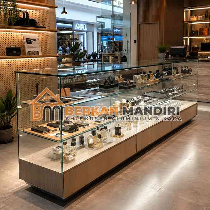 Pembuatan Etalase Kaca Bogor Frameless Paling Awet