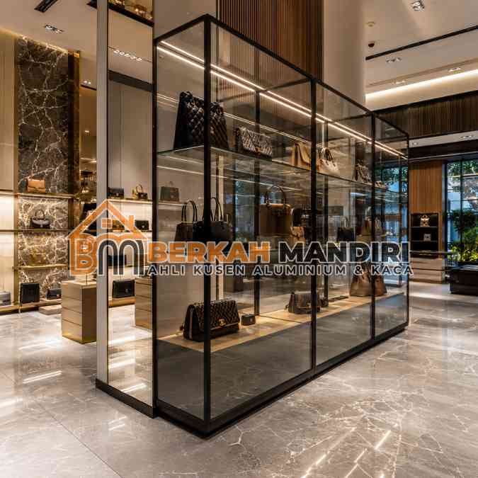 etalase kaca untuk tas Jakarta model butik mewah