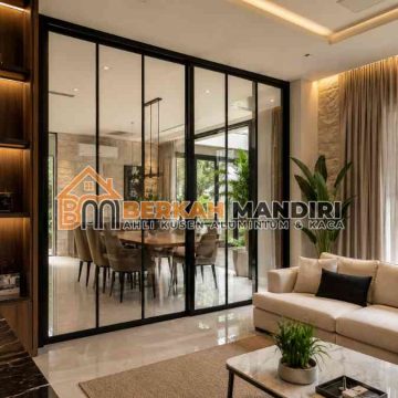 partisi kaca aluminium Bekasi frame hitam elegan partisi kaca aluminium Bekasi frame hitam elegan