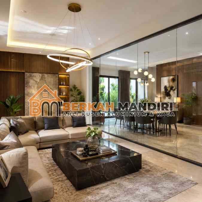 partisi kaca minimalis Jakarta frameless elegan