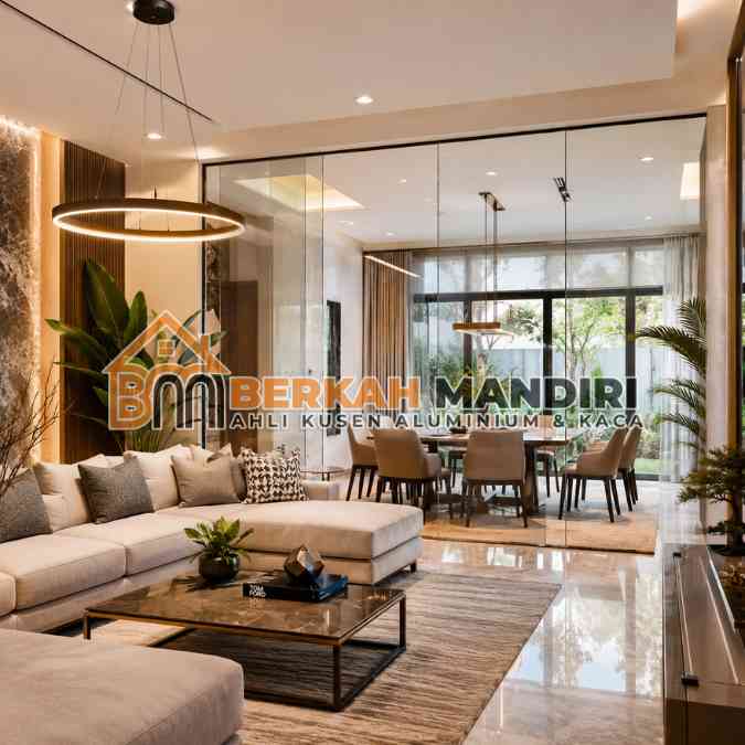 partisi kaca minimalis Jakarta frameless elegan