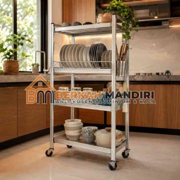 rak piring aluminium bekasi susun 4 roda kokoh rak piring aluminium bekasi susun 4 roda kokoh