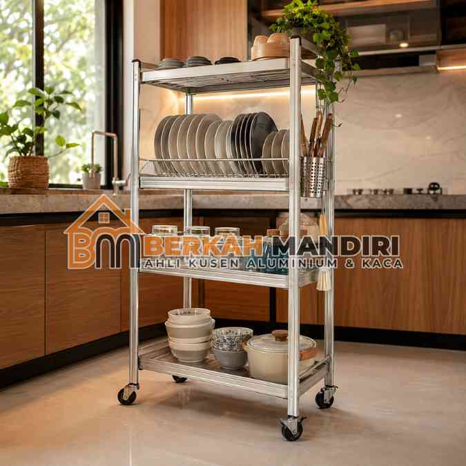 rak piring aluminium bekasi susun 4 roda kokoh rak piring aluminium bekasi susun 4 roda kokoh